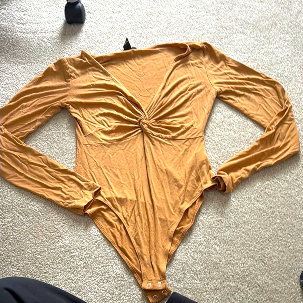 Forever 21 Yellow Long Sleeve Bodysuit